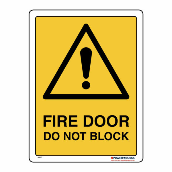 Fire Door Do Not Block Powerpac 