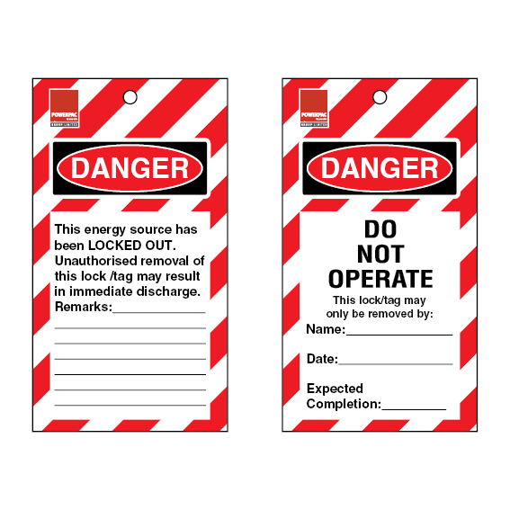 Lock Out Tag - Danger Do Not Operate - 80 x 145mm - Pack of 50 | Powerpac